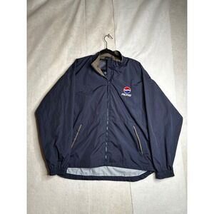 VTG Rivers End Pepsi Windbreaker Jacket Mens Large Navy Blue Full Zip Mesh Lined